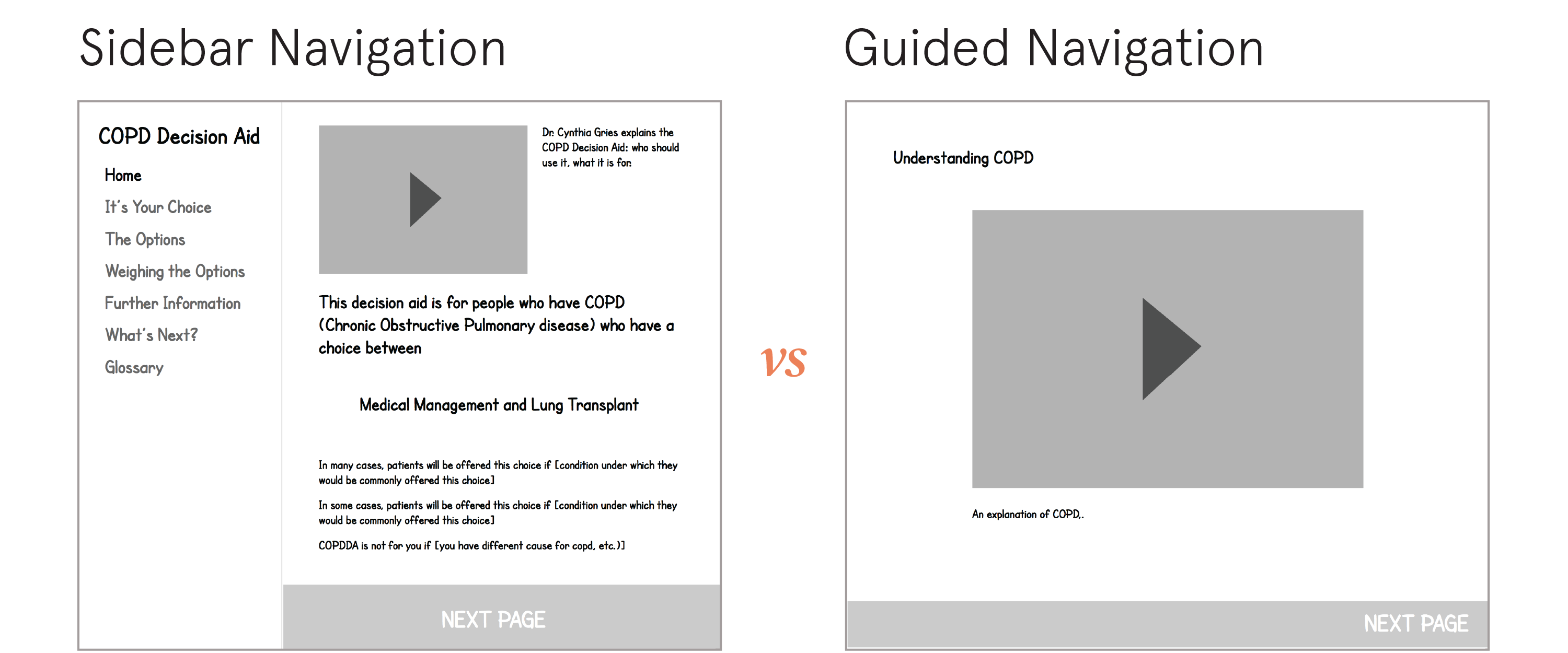 Sidebar vs Guided Navigation